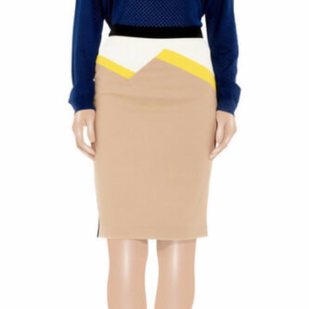VIONNET COLOR BLOCK STRETCH CREPE PENCIL SKIRT NEW